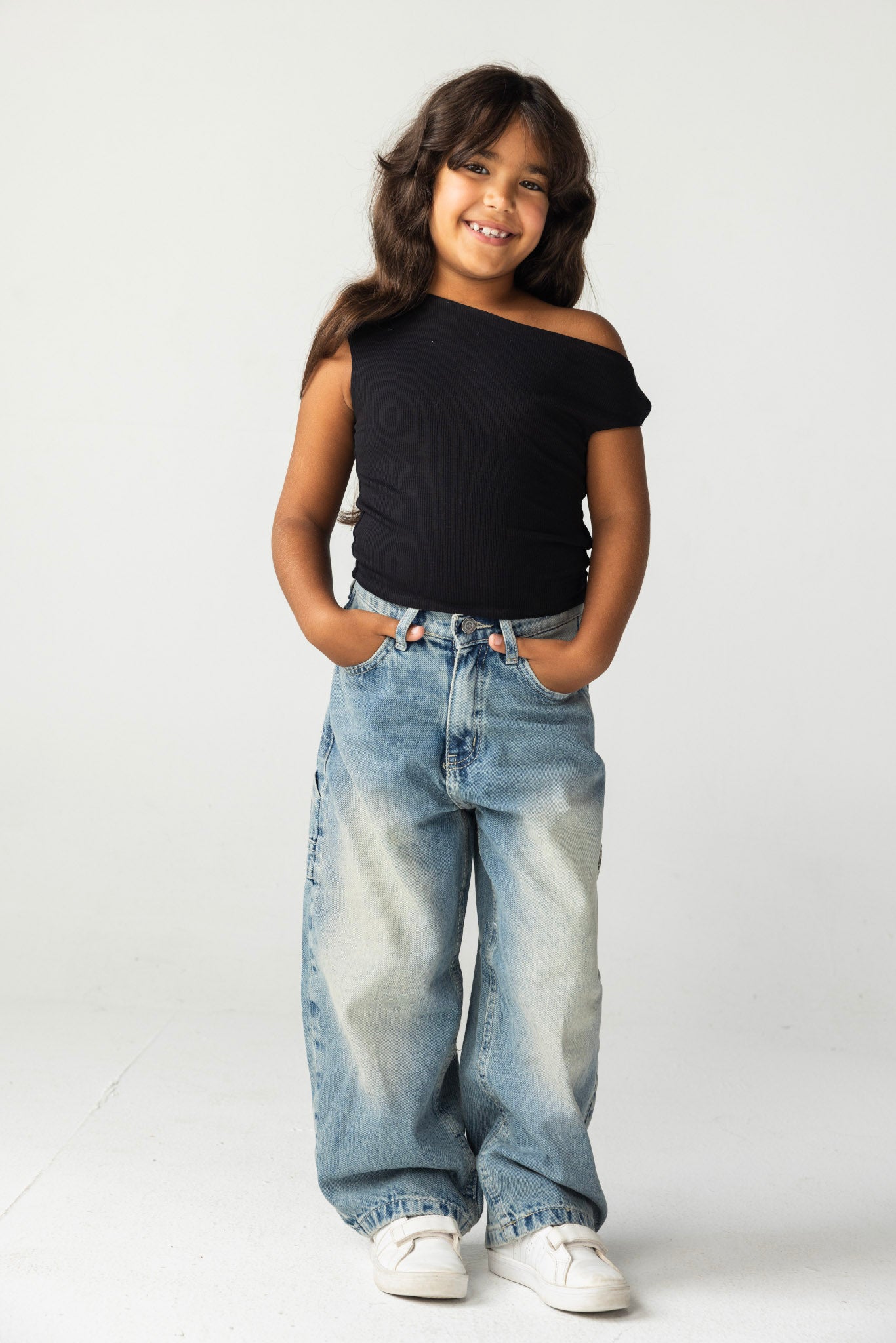 Asymmetric Black Tank Top - Kids