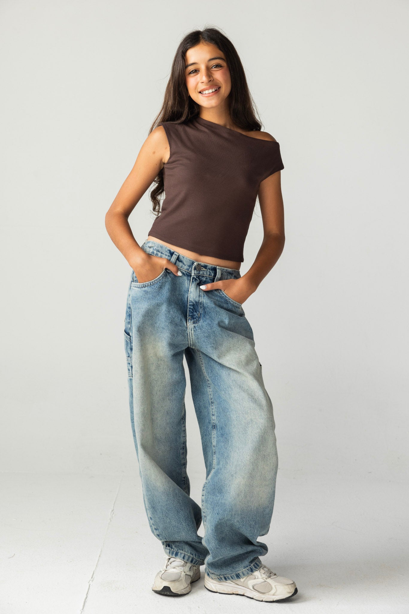 Asymmetric Brown Tank Top - Kids