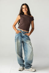 Asymmetric Brown Tank Top - Kids