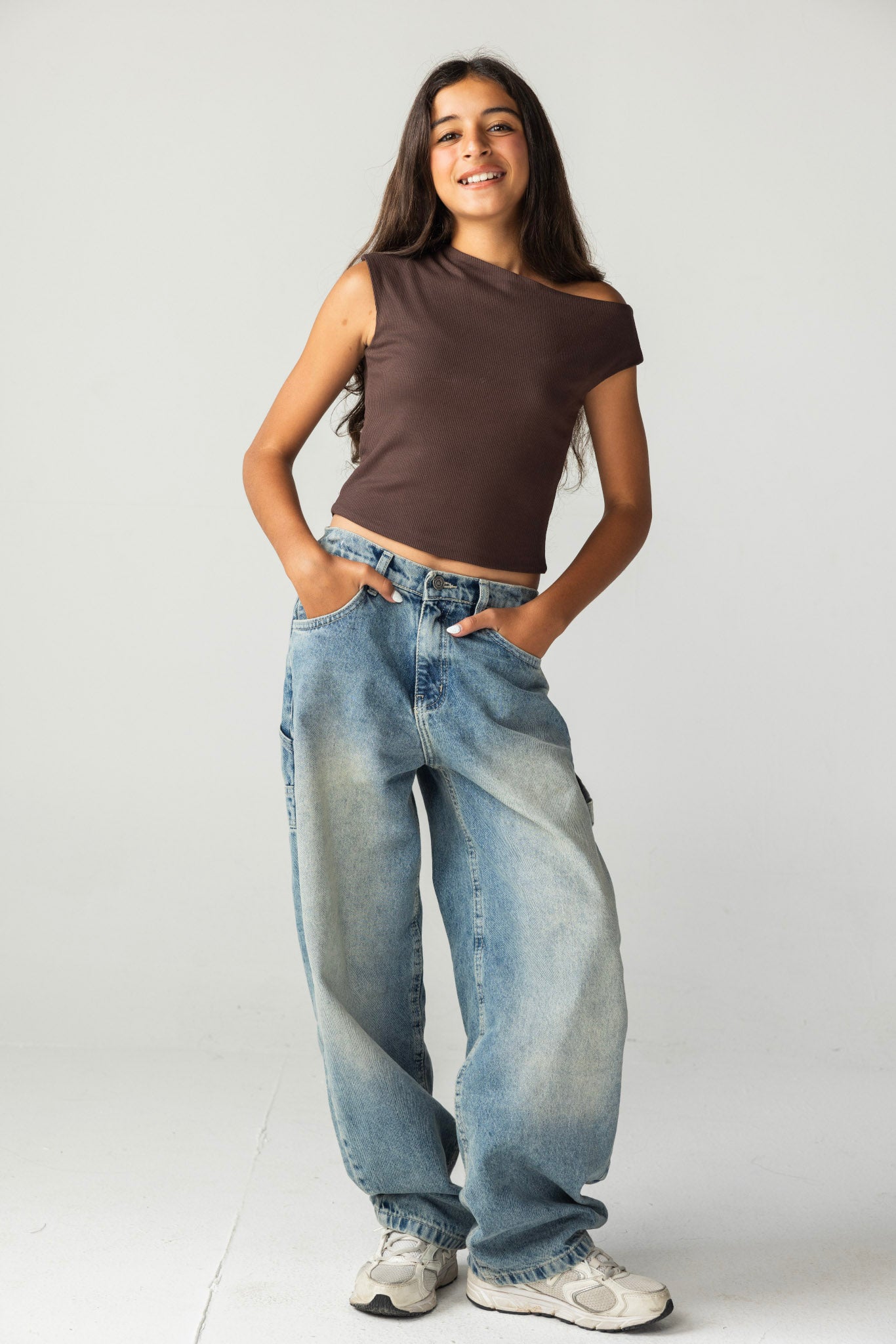 Asymmetric Brown Tank Top - Kids
