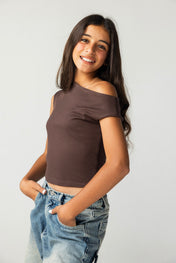 Asymmetric Brown Tank Top - Kids