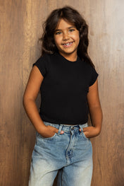 Short Sleeve Black Tank Top - Kids