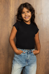 Short Sleeve Black Tank Top - Kids