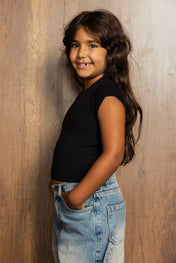 Short Sleeve Black Tank Top - Kids