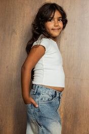 Short Sleeve White Tank Top - Kids