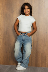 Short Sleeve White Tank Top - Kids
