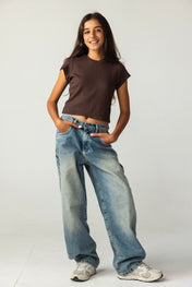 Short Sleeve Brown Tank Top - Kids