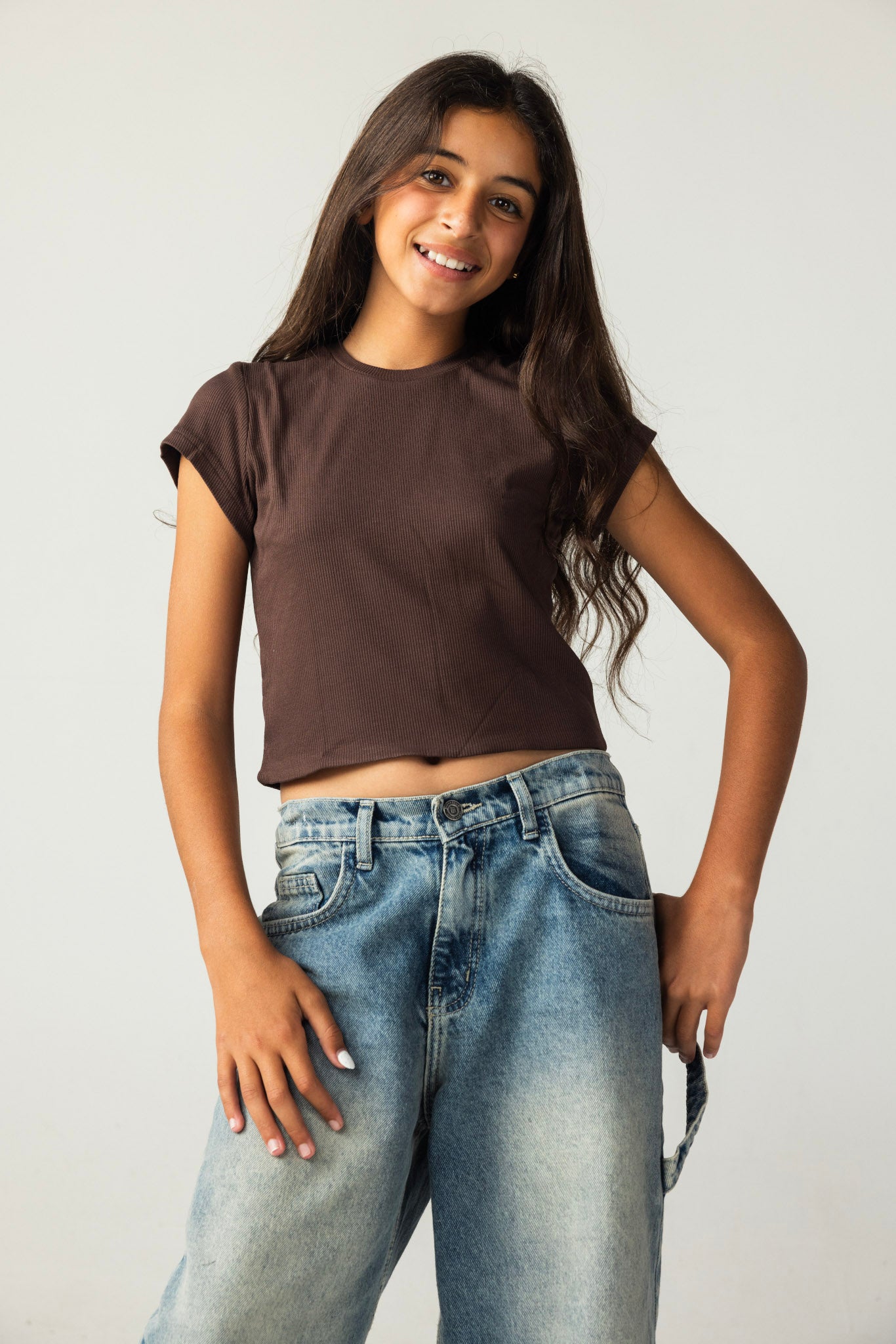 Short Sleeve Brown Tank Top - Kids