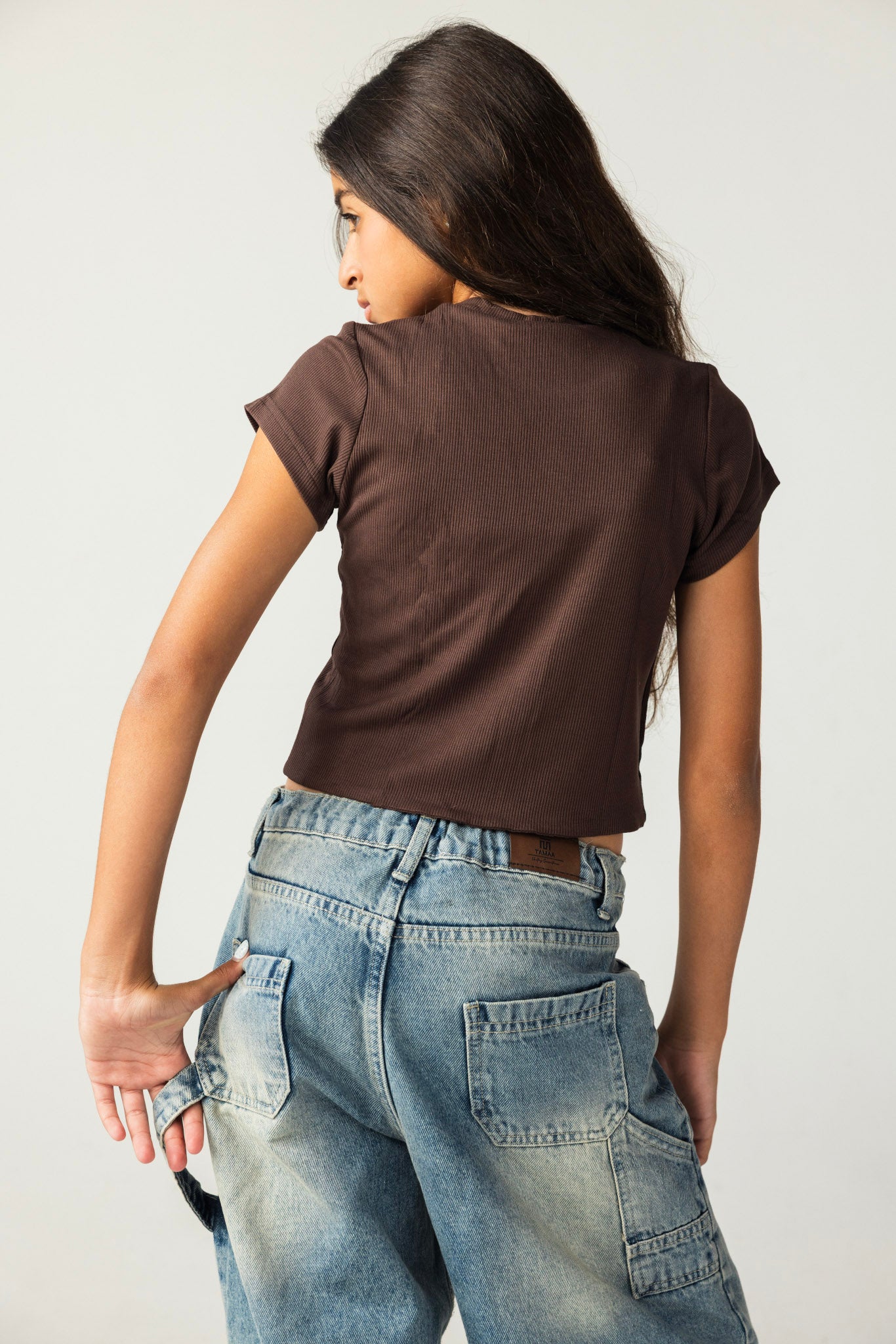 Short Sleeve Brown Tank Top - Kids