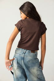 Short Sleeve Brown Tank Top - Kids