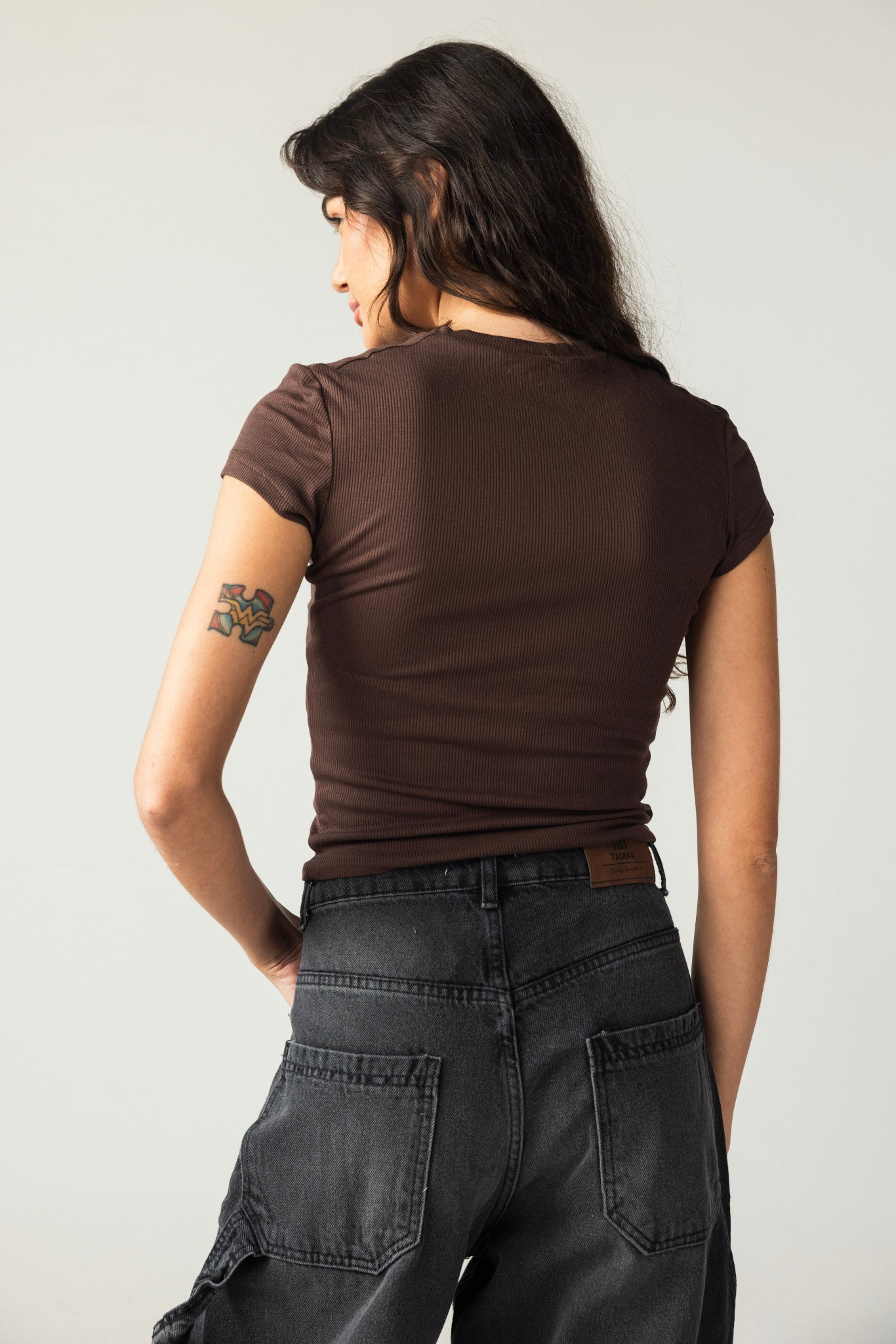 Short Sleeve Brown Tank Top - Adults