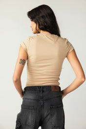 Short Sleeve Beige Tank Top - Adults