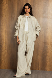 Mesh Work Linen Shirt