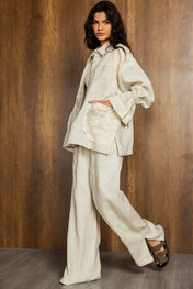 Mesh Work Linen Shirt