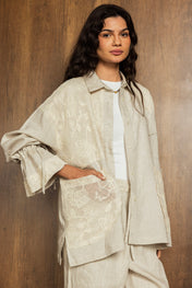 Mesh Work Linen Shirt
