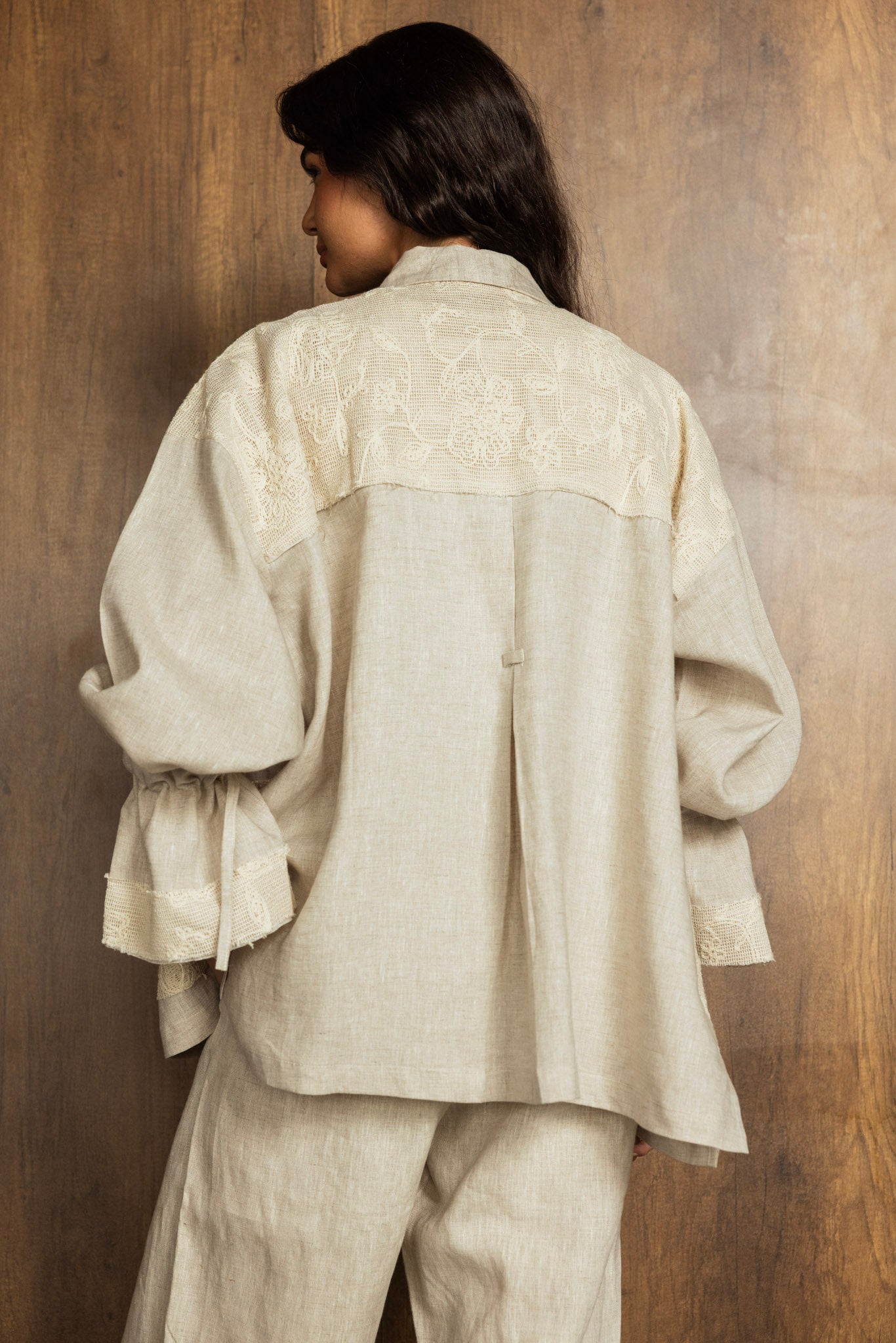 Mesh Work Linen Shirt