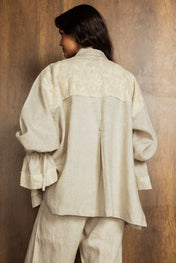 Mesh Work Linen Shirt