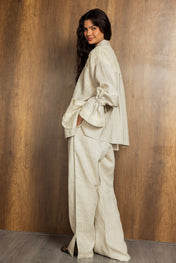 Mesh Work Linen Shirt
