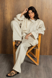 Mesh Work Linen Shirt