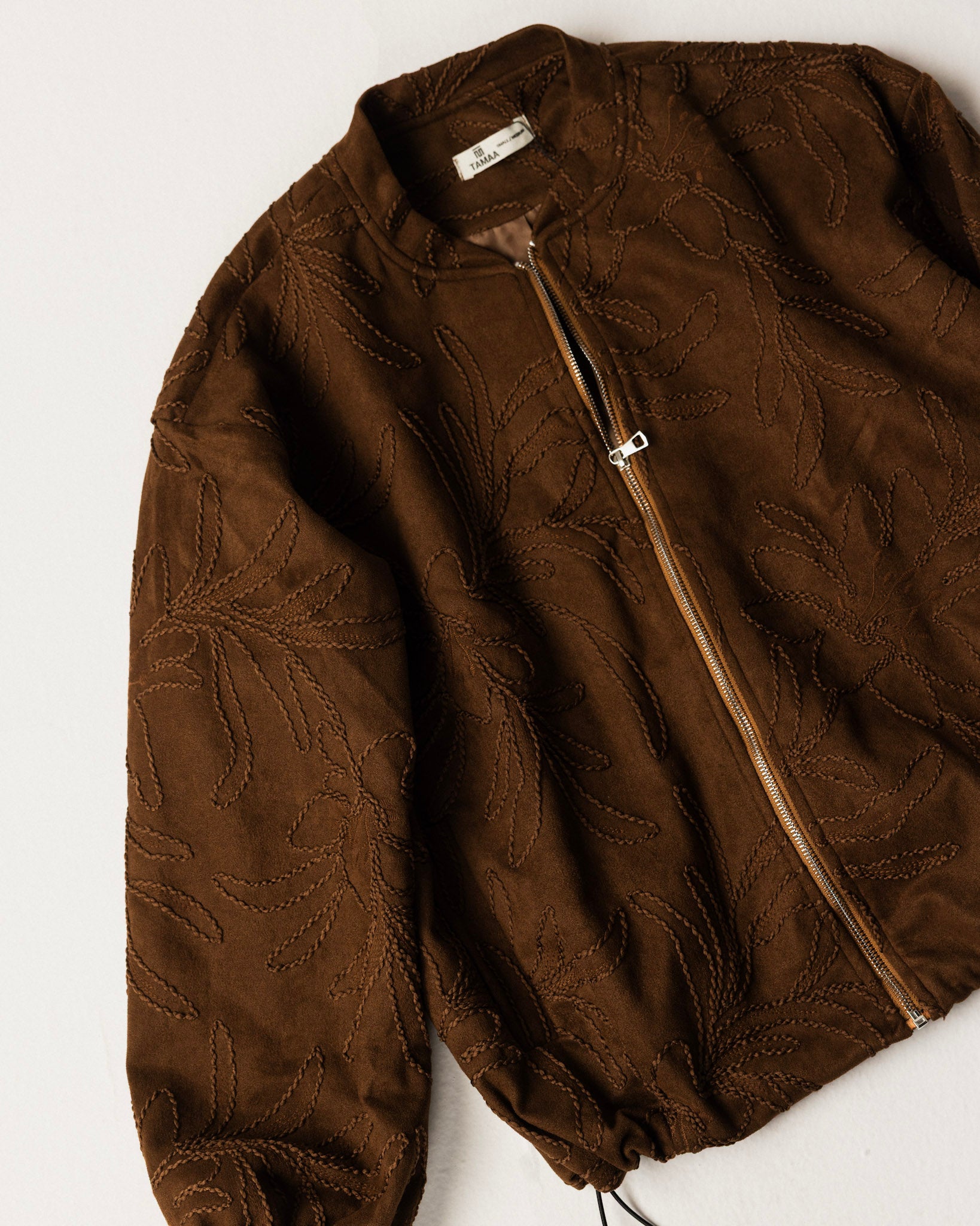 Threaded Motif Suede Jacket Brown - Adults
