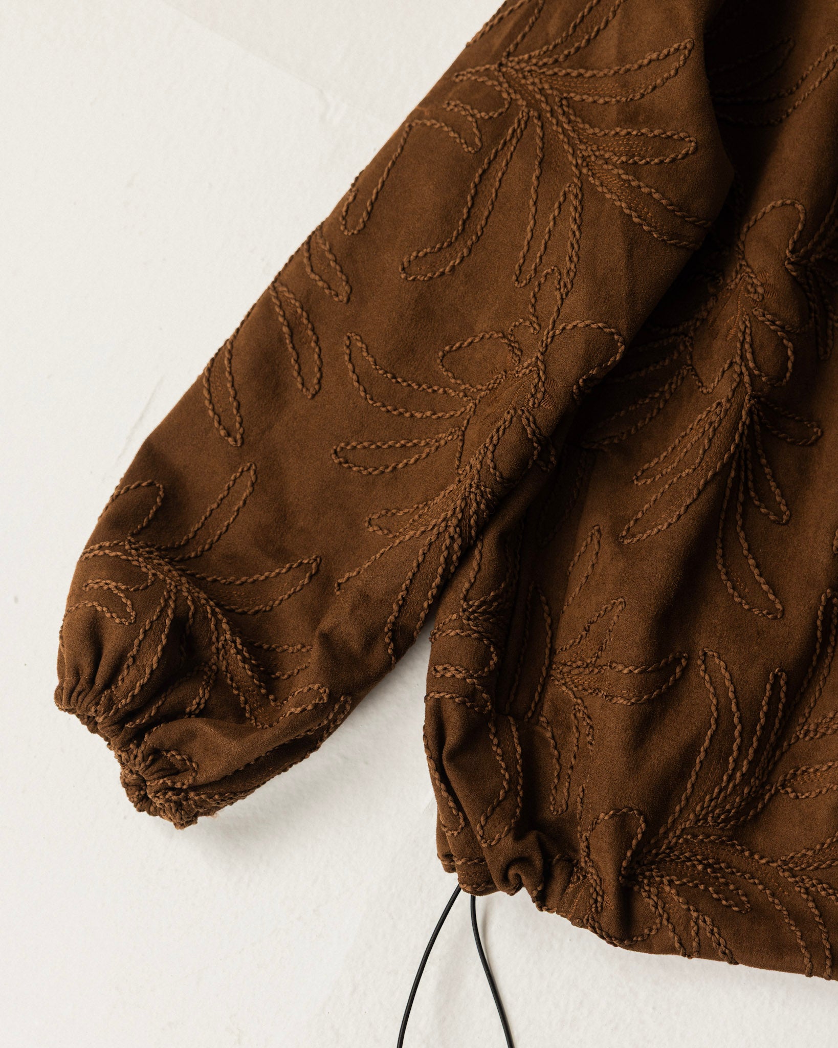 Threaded Motif Suede Jacket Brown - Adults