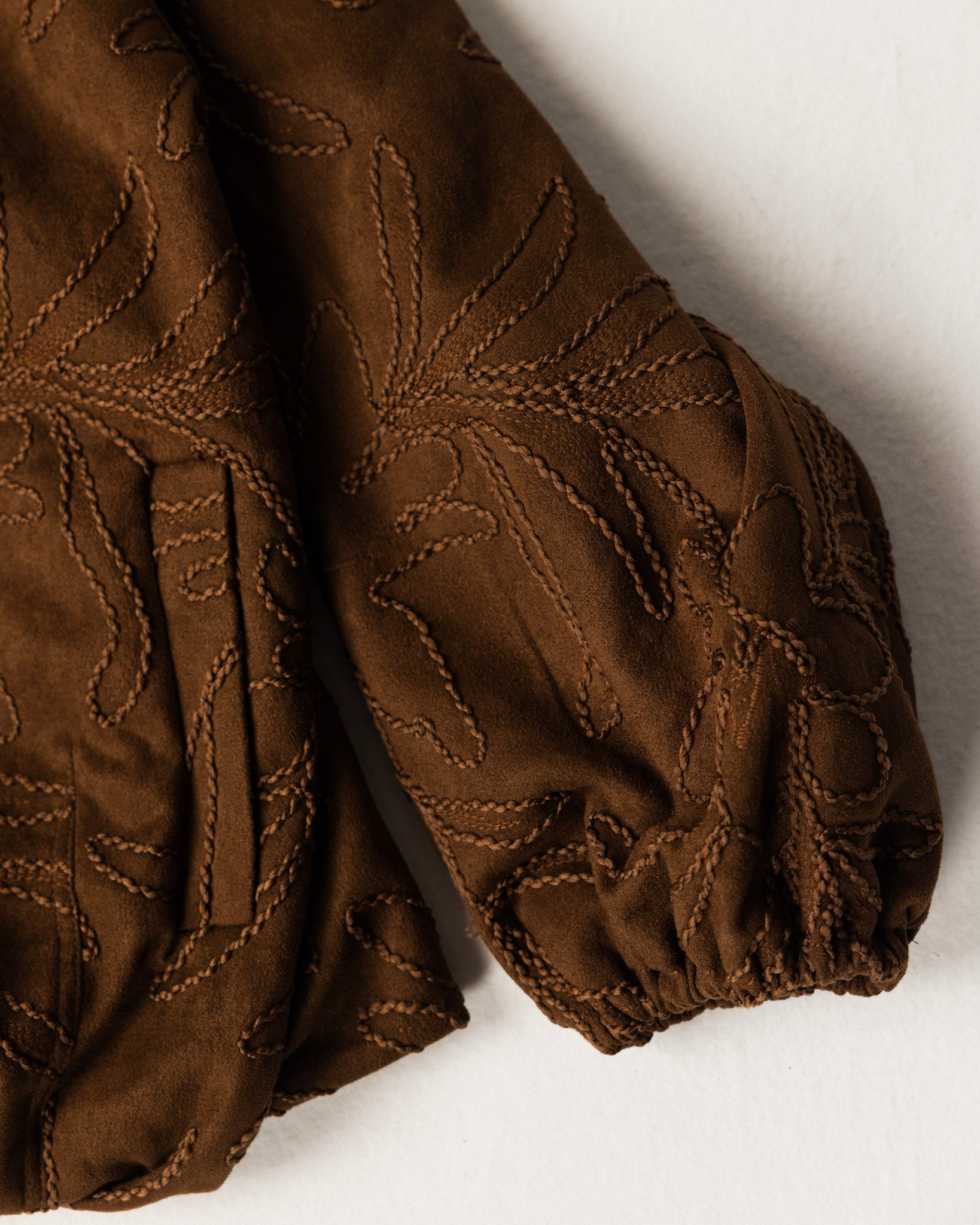Threaded Motif Suede Jacket Brown - Adults