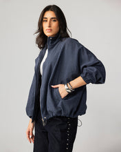 High Collar Bomber Jacket - Navy