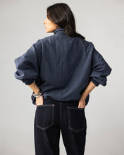 High Collar Bomber Jacket - Navy