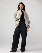 High Collar Bomber Jacket - Light Grey