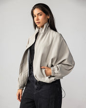 High Collar Bomber Jacket - Light Grey