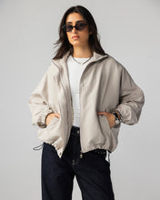 High Collar Bomber Jacket - Oatmeal
