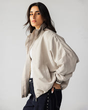 High Collar Bomber Jacket - Oatmeal