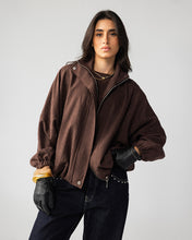 High Collar Bomber Jacket - Brown