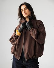 High Collar Bomber Jacket - Brown