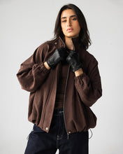 High Collar Bomber Jacket - Brown