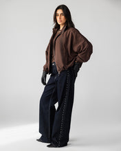 High Collar Bomber Jacket - Brown