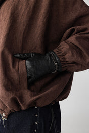 High Collar Bomber Jacket - Brown