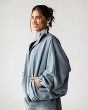 High Collar Bomber Jacket- Dusty Blue