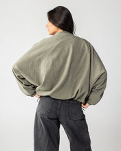 High Collar Bomber Jacket - Olive Green