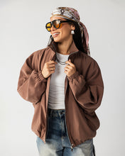 High Collar Bomber Jacket - Ash Brown