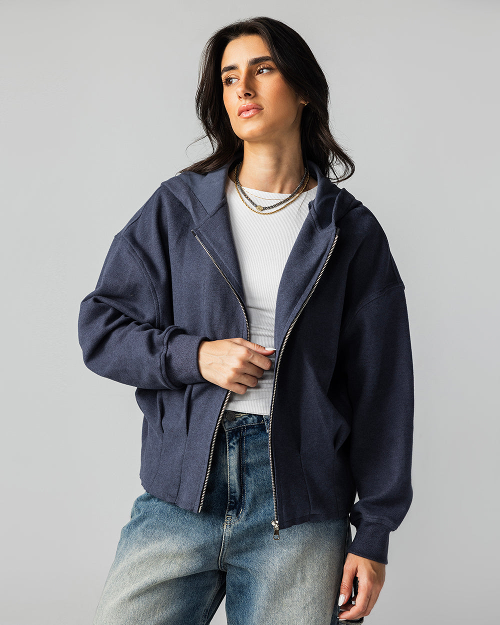 The Pleated Zip-Up Air Force Blue - Adults