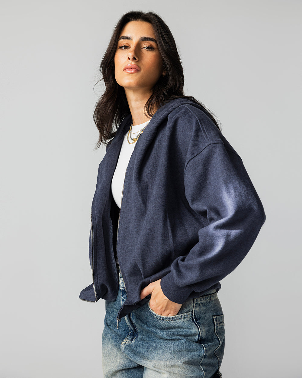 The Pleated Zip-Up Air Force Blue - Adults
