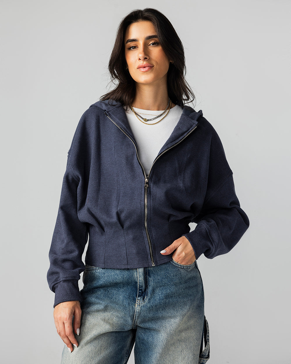 The Pleated Zip-Up Air Force Blue - Adults