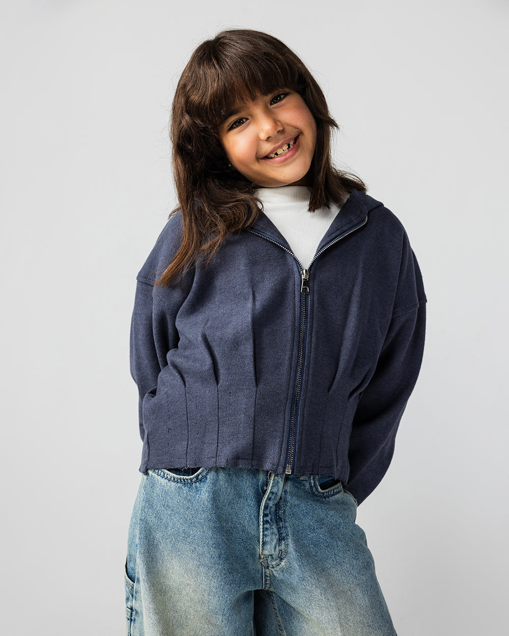 The Pleated Zip-Up Air Force Blue - Kids