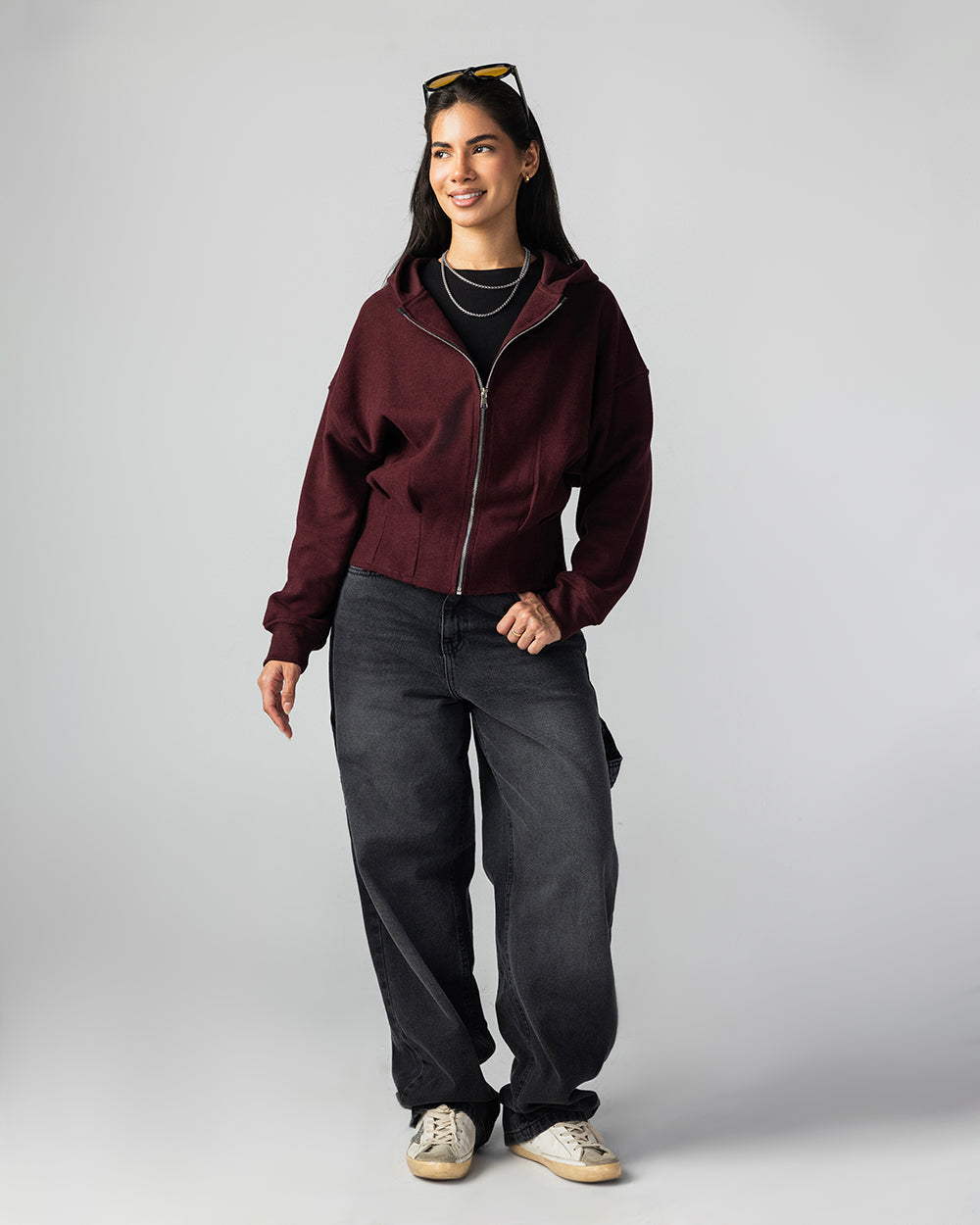 The Pleated Zip-Up Burgundy - Adults