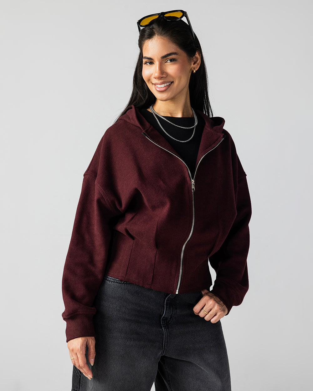 The Pleated Zip-Up Burgundy - Adults