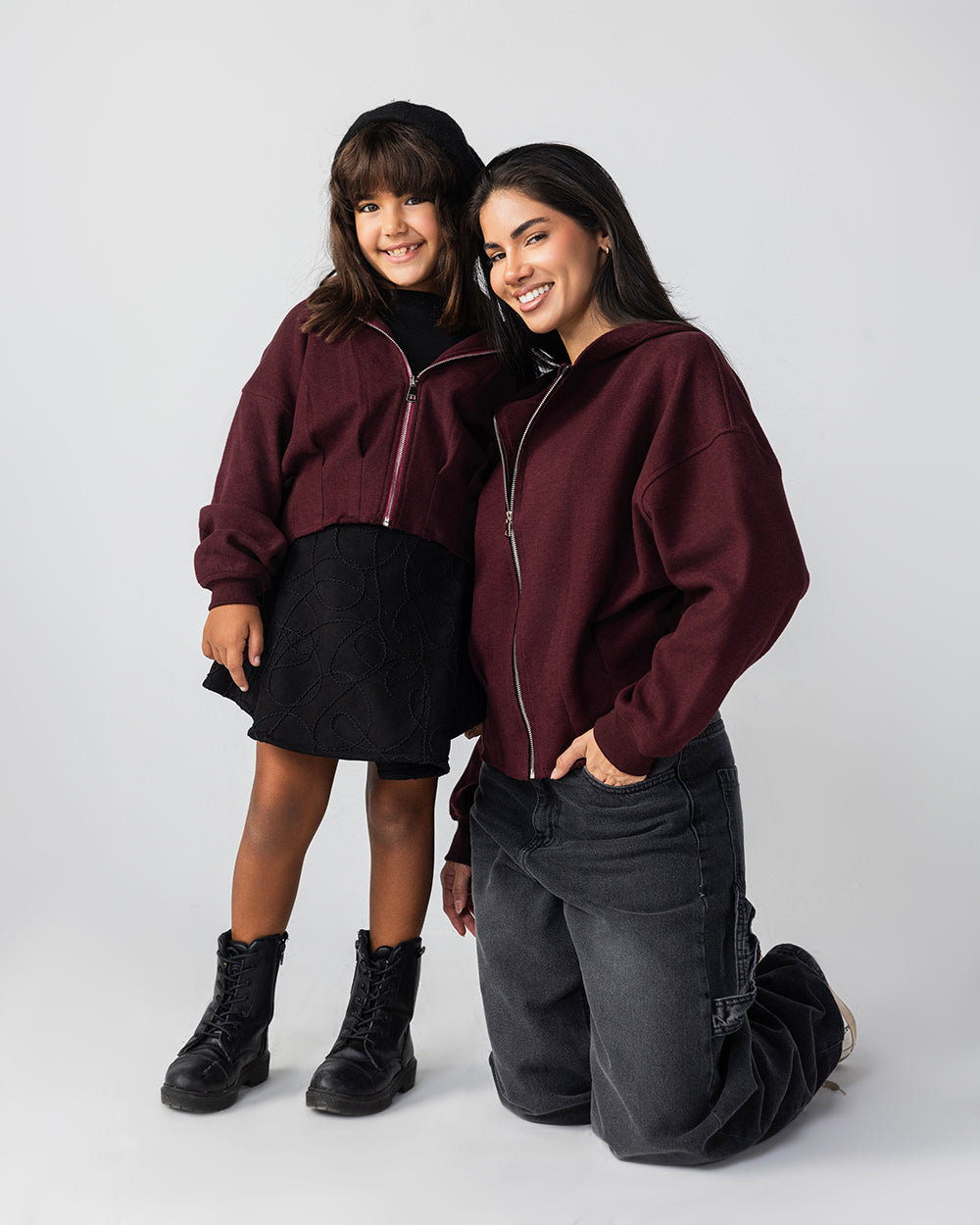 The Pleated Zip-Up Burgundy - Kids