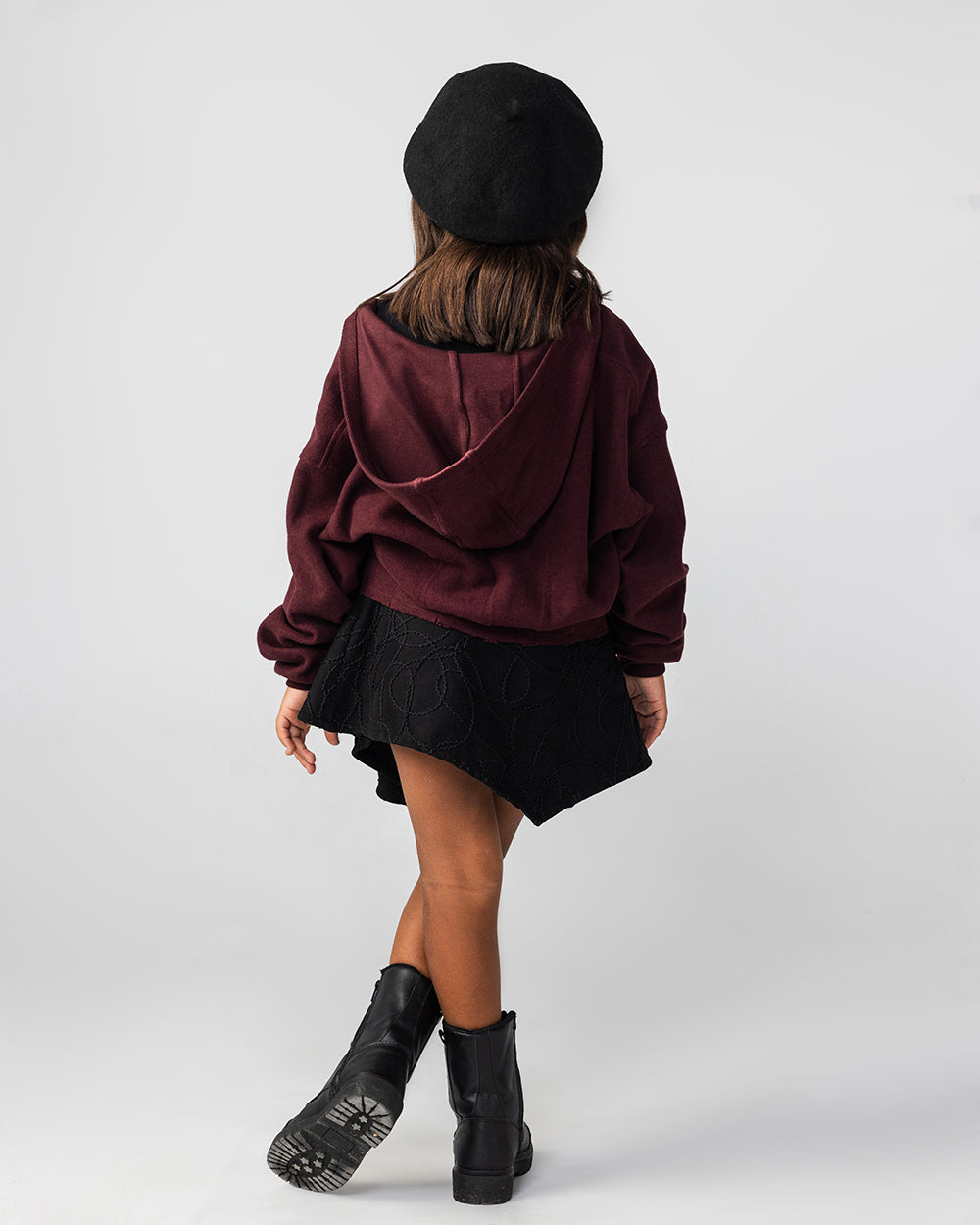 The Pleated Zip-Up Burgundy - Kids
