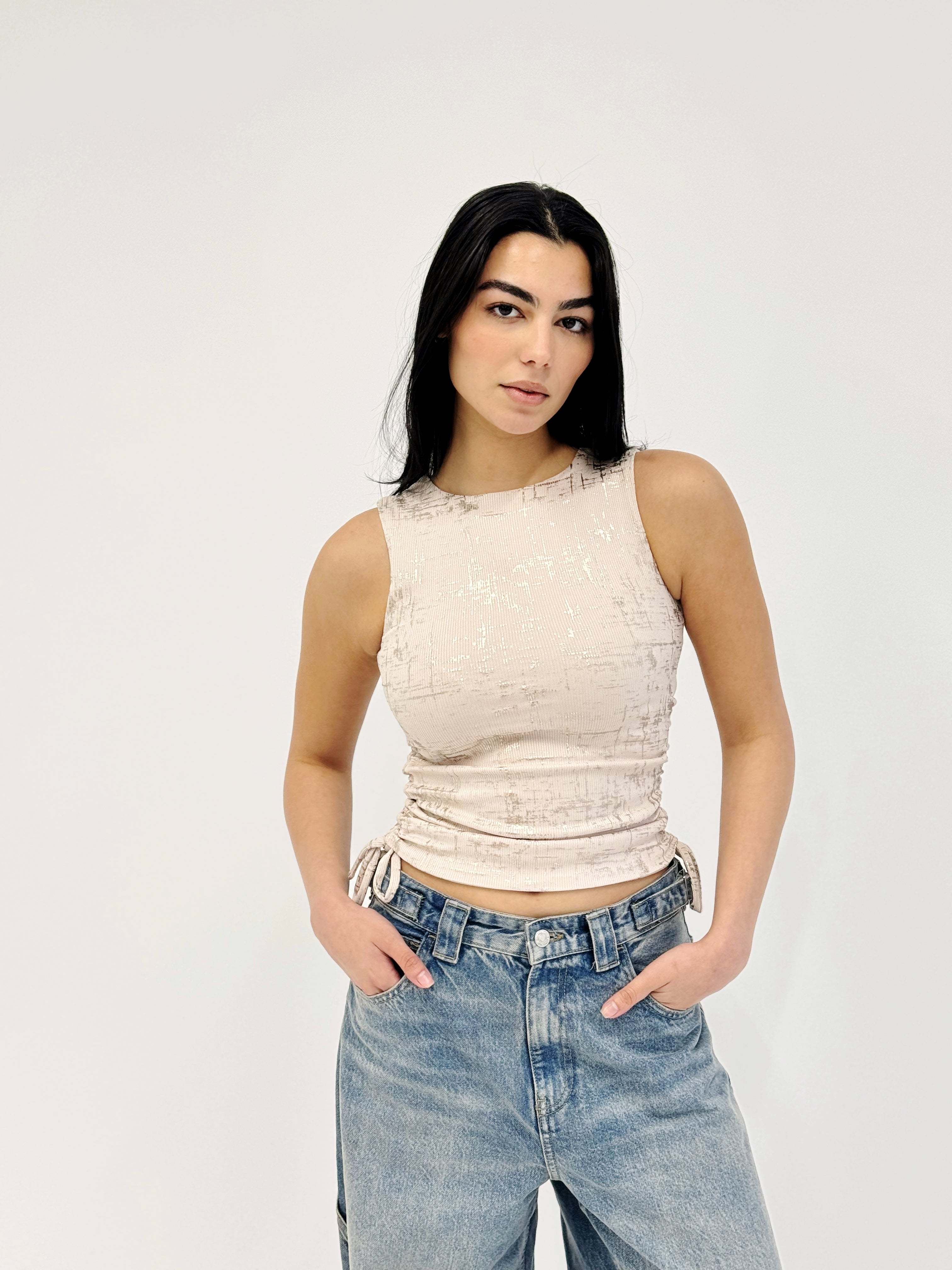 Adjustable Gilded Tank Top Beige - Adults