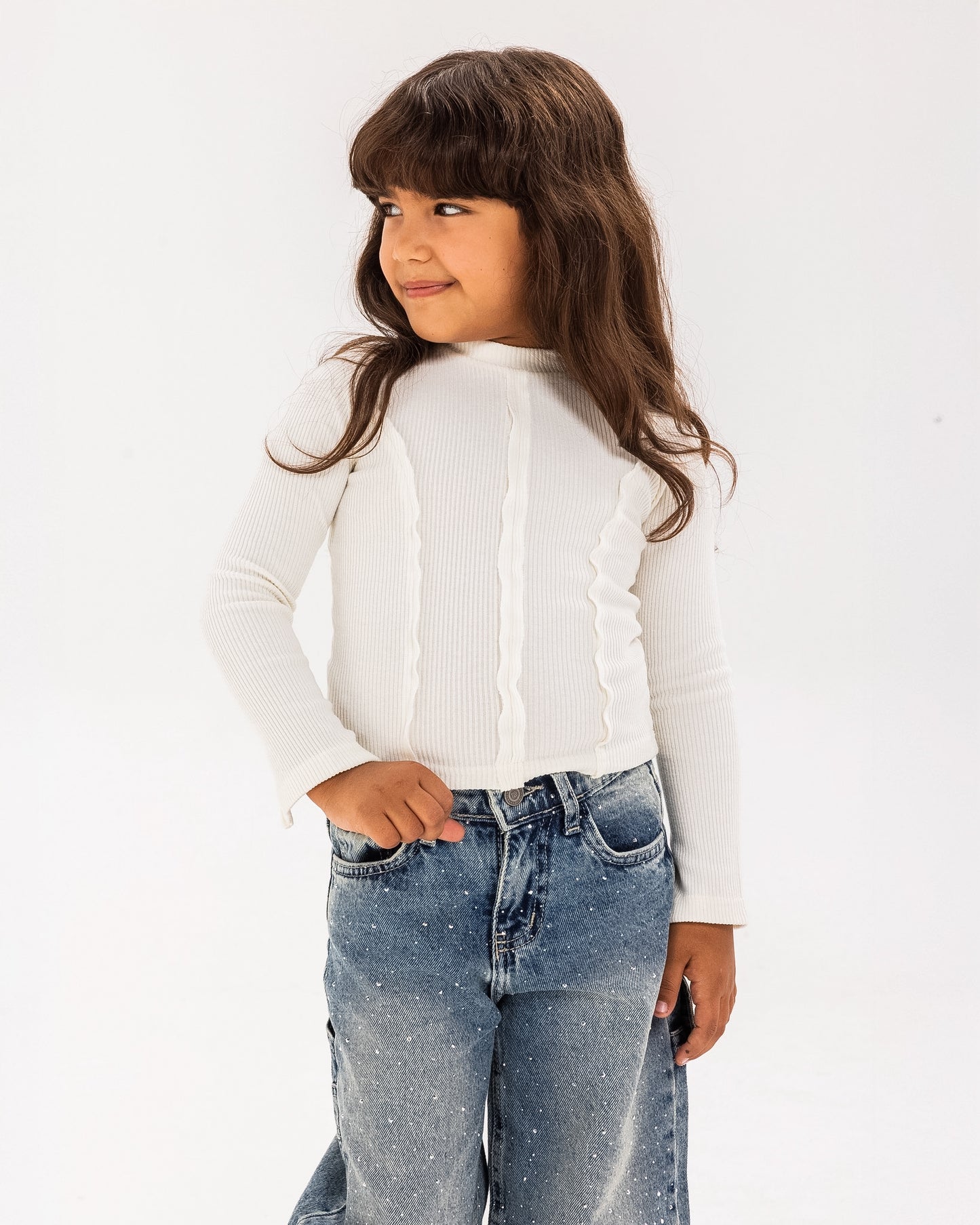 Turtleneck Stitched tank top White - Kids